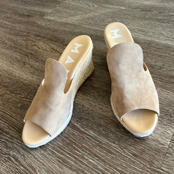 EUC Manebí Hamptons Sabot Wedge Sandals Dove Gray Suede Size 38 / US 7.5 Leather - Picture 3 of 14